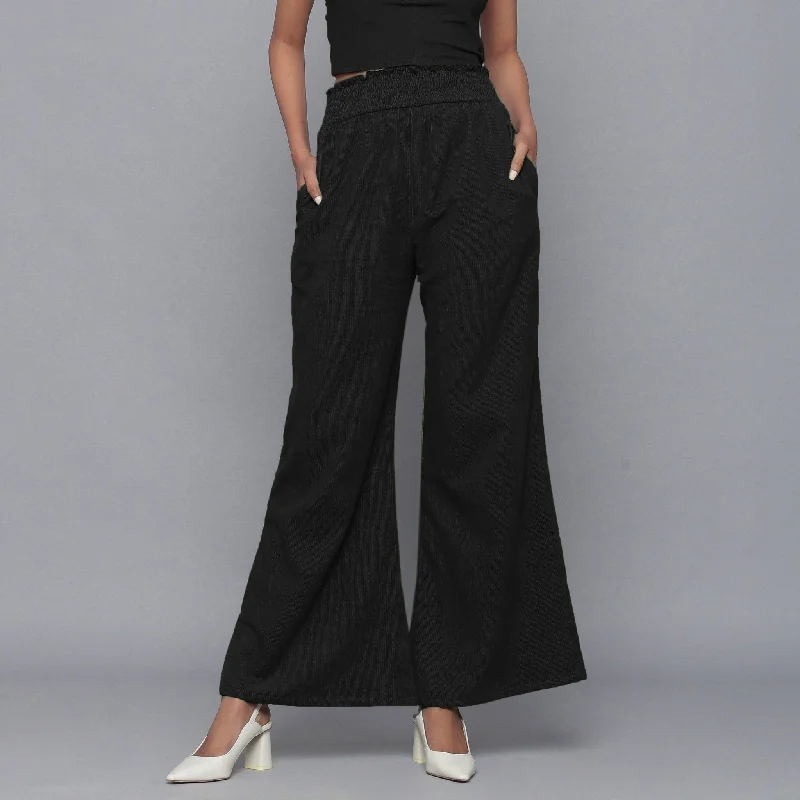 Black Warm Cotton Corduroy Elasticated Bootcut Pant