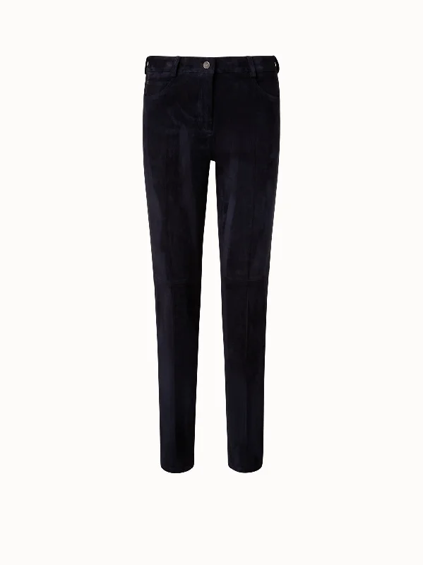 Slim Leg Stretch Suede Pants