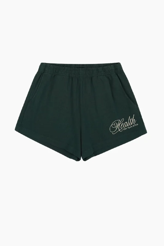 Sporty & Rich Health Script Disco Short - Forest/ Cream