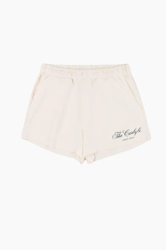 Sporty & Rich The Carlyle Script Disco Short - Cream/ Forest