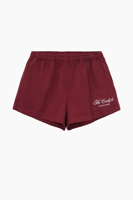 Sporty & Rich The Carlyle Script Disco Short - Merlot/ White