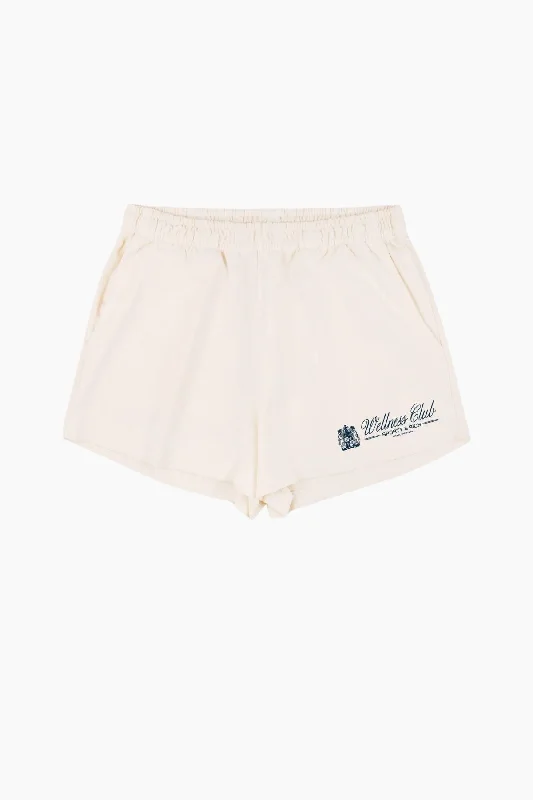 Sporty & Rich Unicorn Crest Disco Shorts - Cream/ Navy