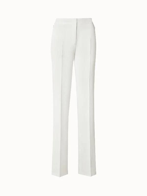 Structured Cotton Silk Double-Face Straight Leg Pants