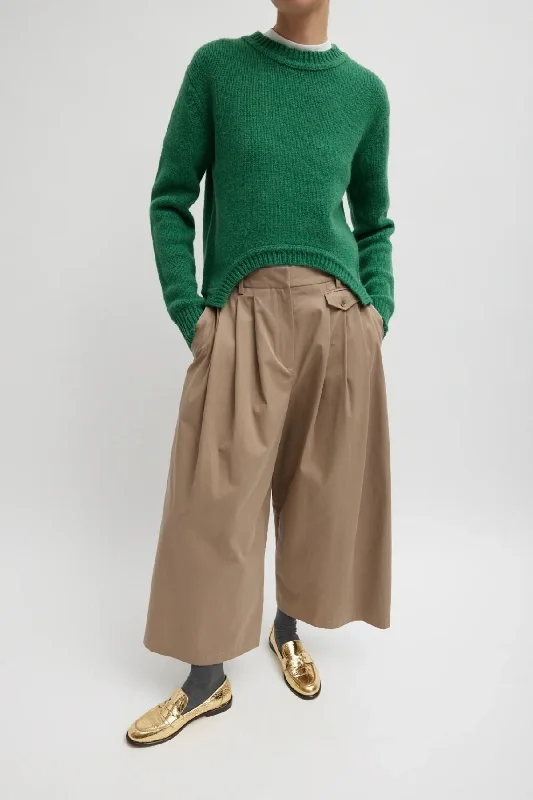 Tibi Bio Twill Triple Pleat Cropped Pant - Vintage Khaki