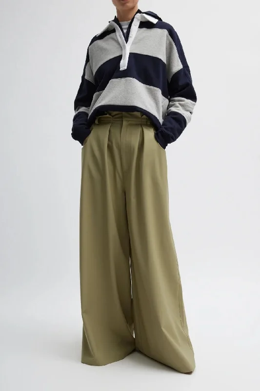 Tibi Tropical Wool Walker Wide Leg Pant - Artichoke