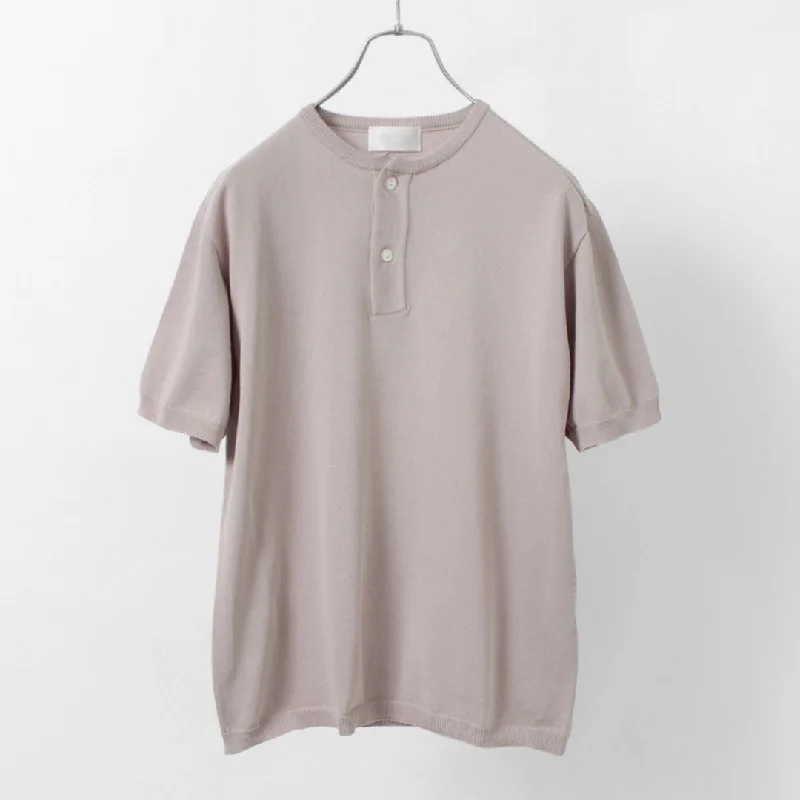 [30%OFF] SOGLIA / Cotton Fitted Seamless Henry Neck Knit Tee