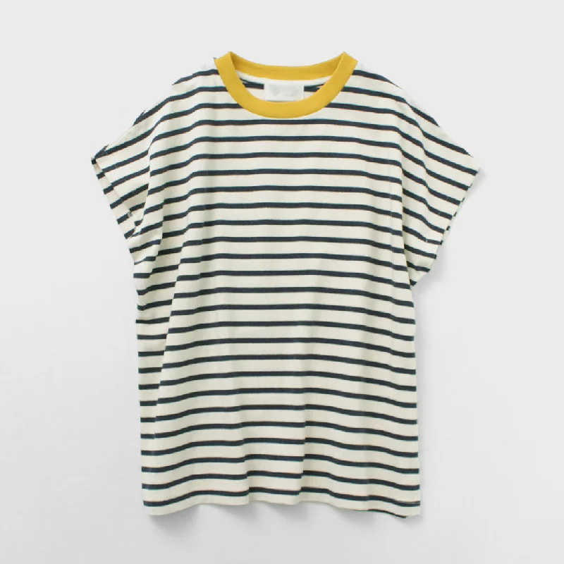 [50%OFF] SOGLIA / Open End French Sleeve T-Shirt Striped