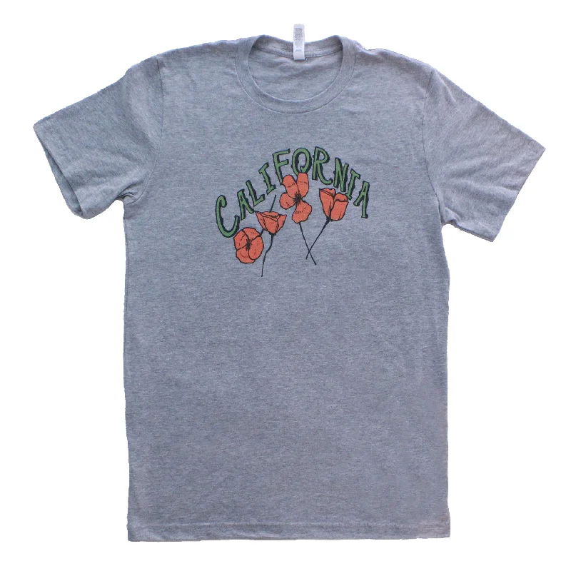 California Poppies Green Text T-Shirt