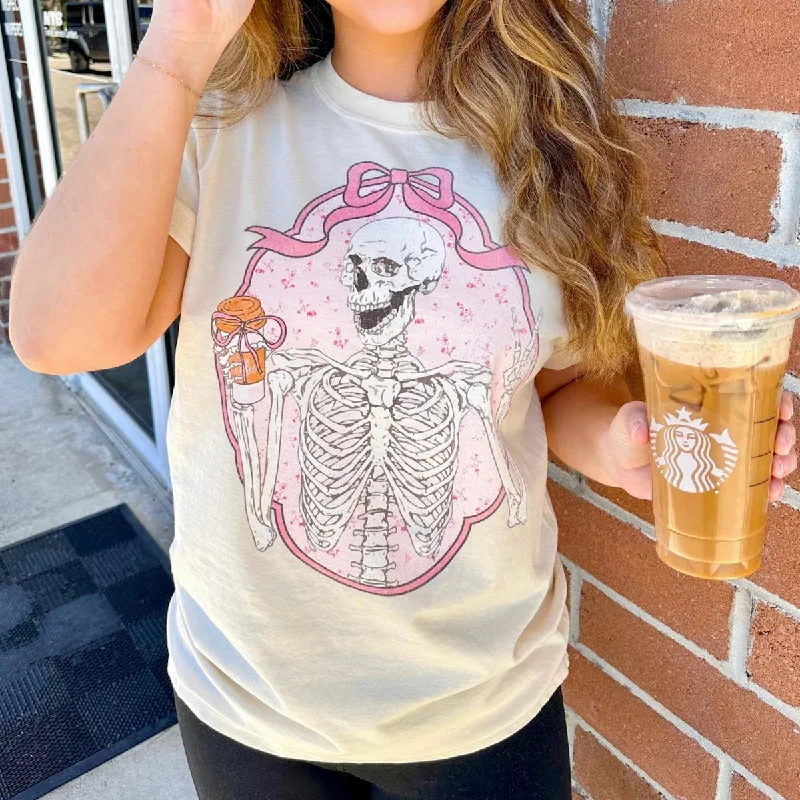 'Coquette Coffee Skeleton' T-Shirt