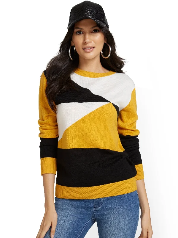 Geometric-Print Colorblock Sweater