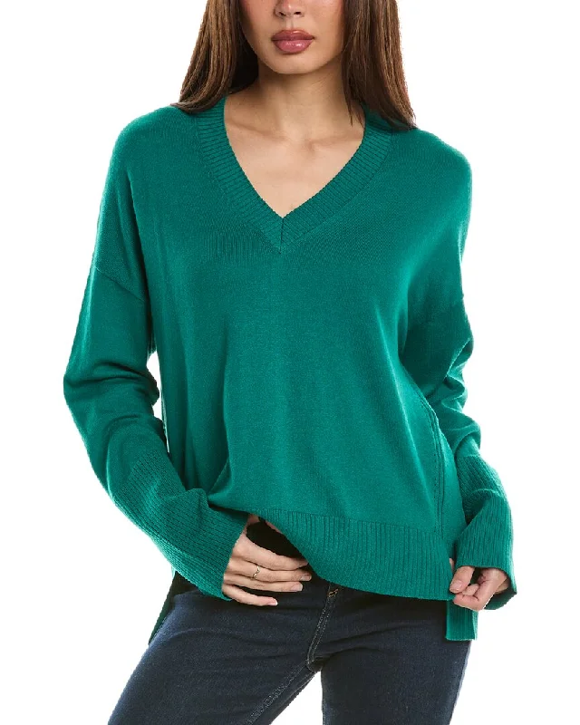 Hannah Rose High-Low Cashmere-Blend Sweater