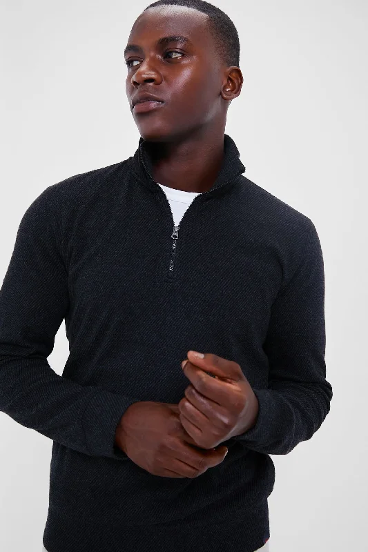 Heathered Black Twill Legend Sweater Quarter Zip