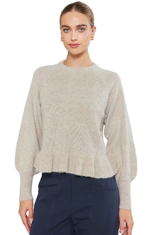 Ruffled Hem Sweater Oatmeal