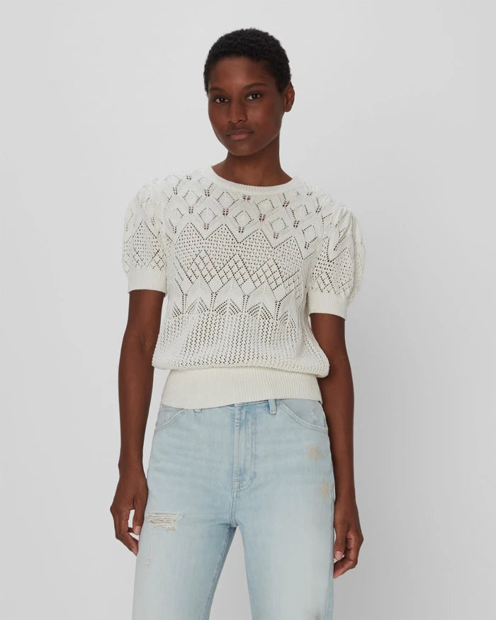 Short Sleeve Crochet Sweater