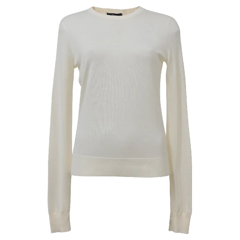 Theory Crewneck Regal Sweater in Ivory Wool