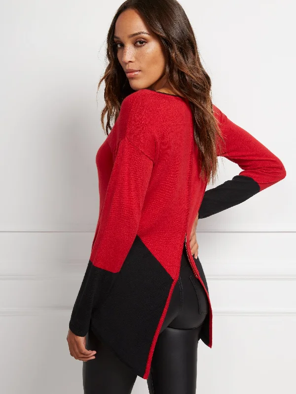 Zip-Back Colorblock Sweater