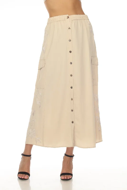 Johnny Was Workshop Sylvie Maxi Cargo Skirt Boho Chic W71523