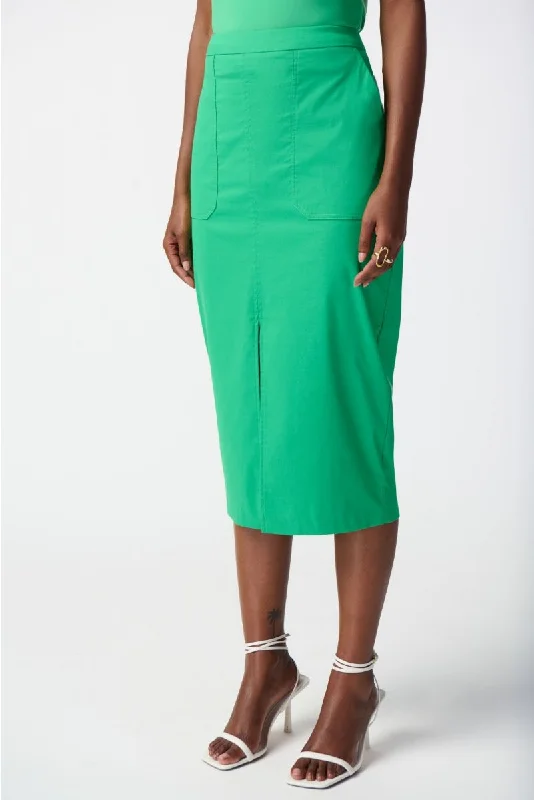 Joseph Ribkoff Island Green Split Front Midi Pencil Skirt 241064