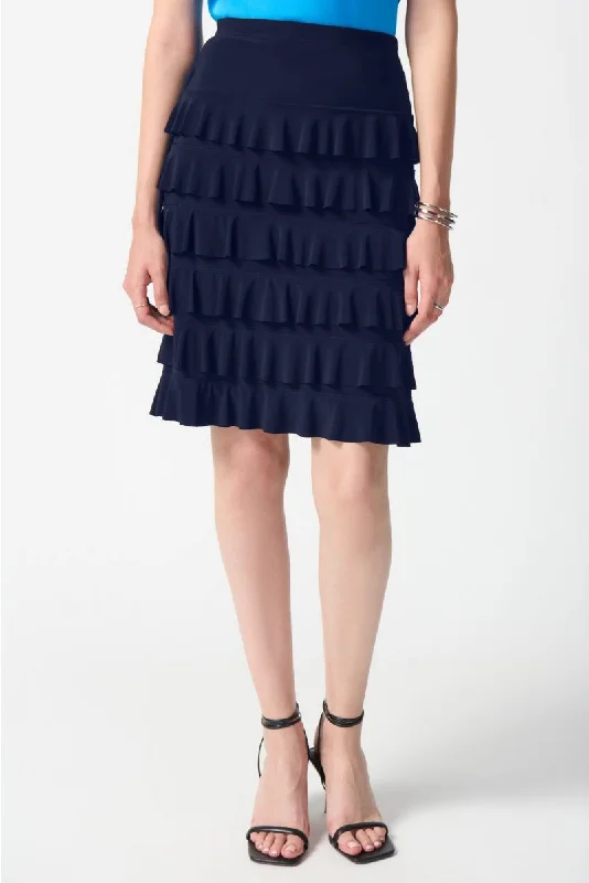 Joseph Ribkoff Tiered Ruffles Pull On A-Line Skirt 242044