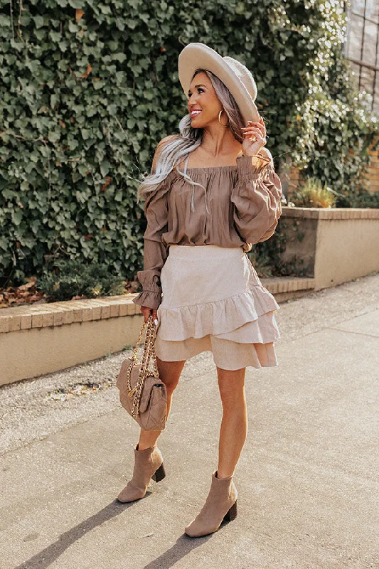 The Wynn Ruffle Skirt In Beige