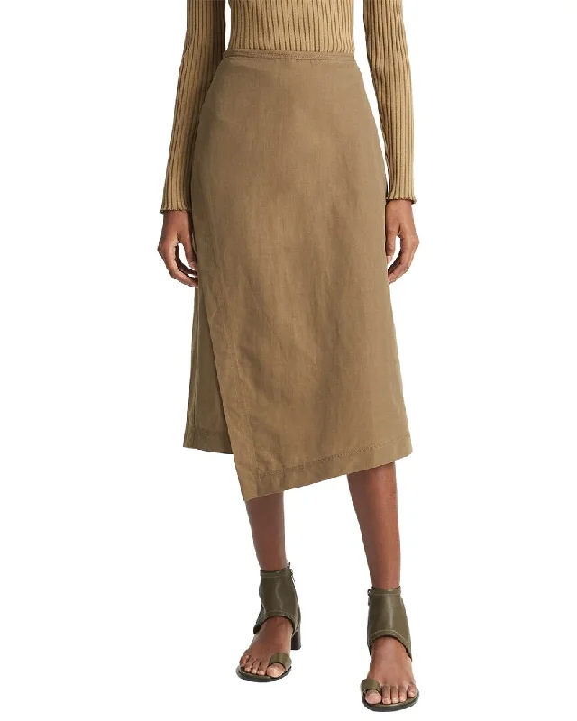 Vince Utility Asymmetric Paneled Linen-Blend Skirt