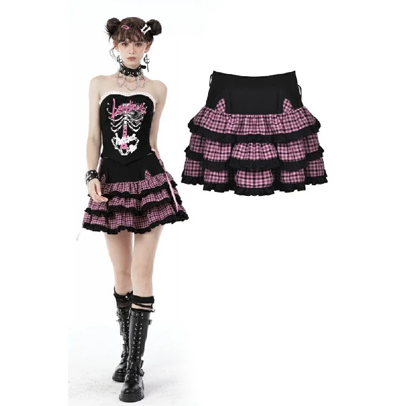 Women's Lolita Multilayer Plaid Short Pleated Skirt