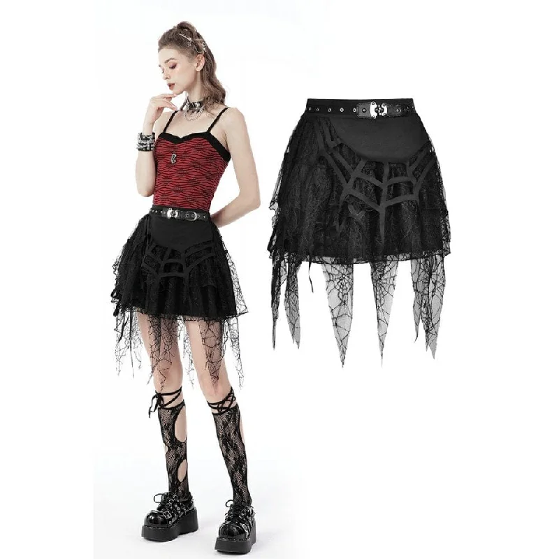 Women's Punk Rock Ripped Mesh Short Skirt