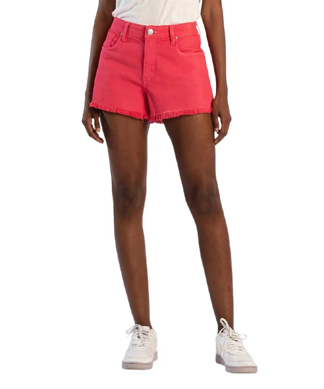 Jane High Rise Shorts With Fray Hem In Watermelon