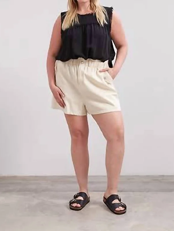 Relaxed Paper Bag Shorts In Cream