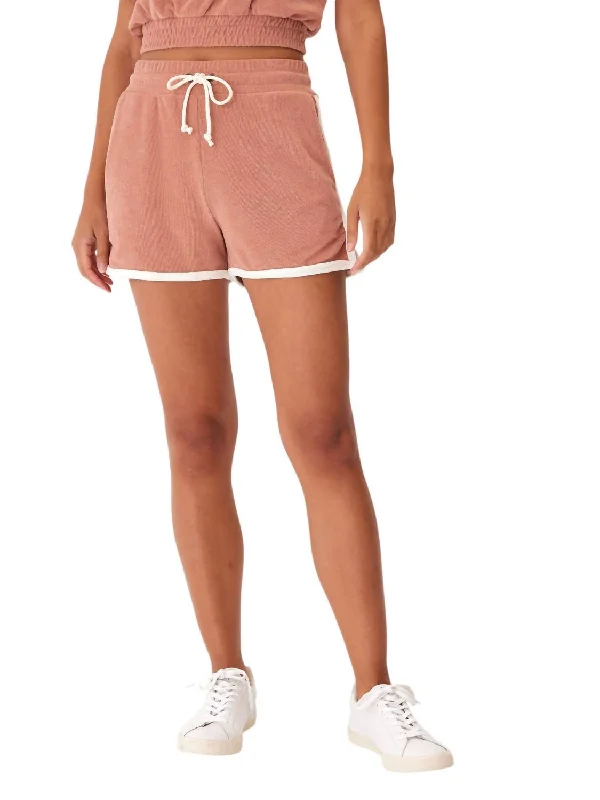 Tephanie Colorblock Terry Short In Dune/ecru