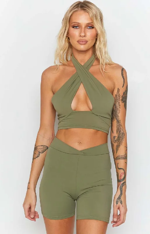 Lost City Crop Top Khaki