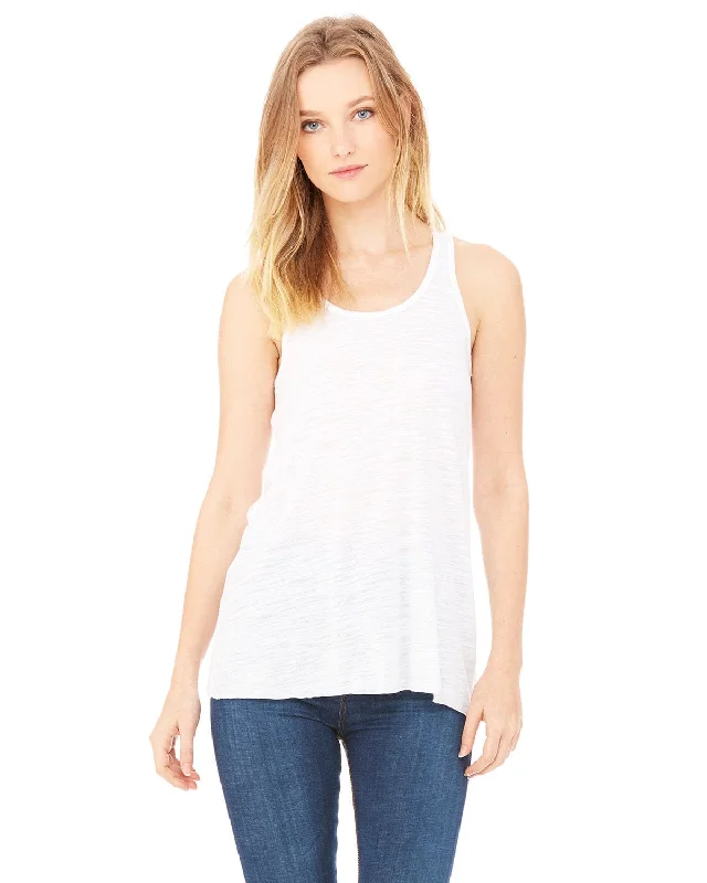 Bella+Canvas Ladies Flowy Racerback Tank | White Slub