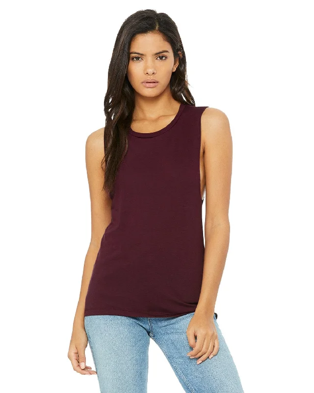 Bella+Canvas Ladies Flowy Scoop Muscle Tank | Maroon