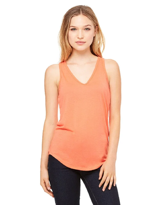 Bella+Canvas Ladies Flowy V-Neck Tank | Coral