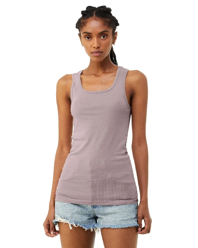 Bella+Canvas Ladies Micro Ribbed Tank | Hthr Pink Gravel