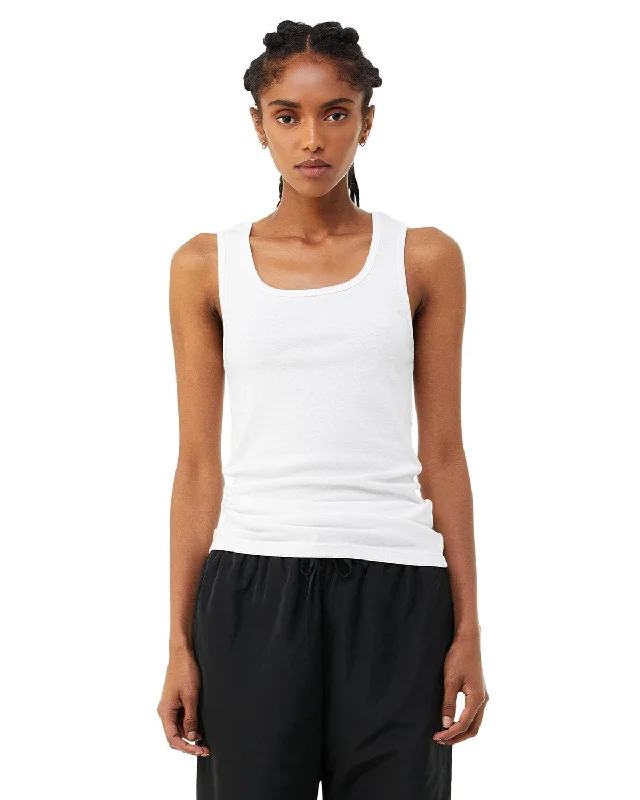 Bella+Canvas Ladies Micro Ribbed Tank | Solid Wht Blend