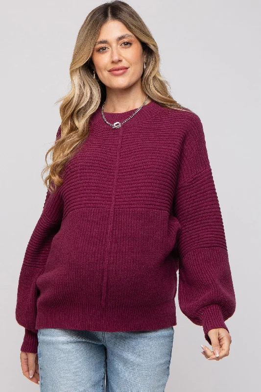 Burgundy Ribbed Maternity Sweater