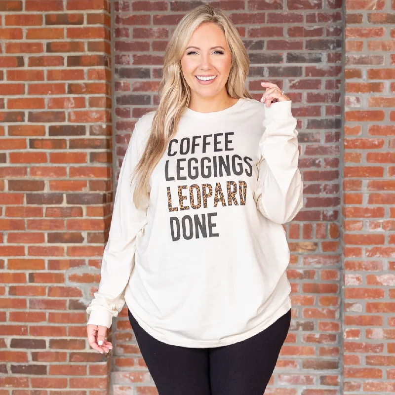 Coffee, Leggings, and Leopard Top, Natural