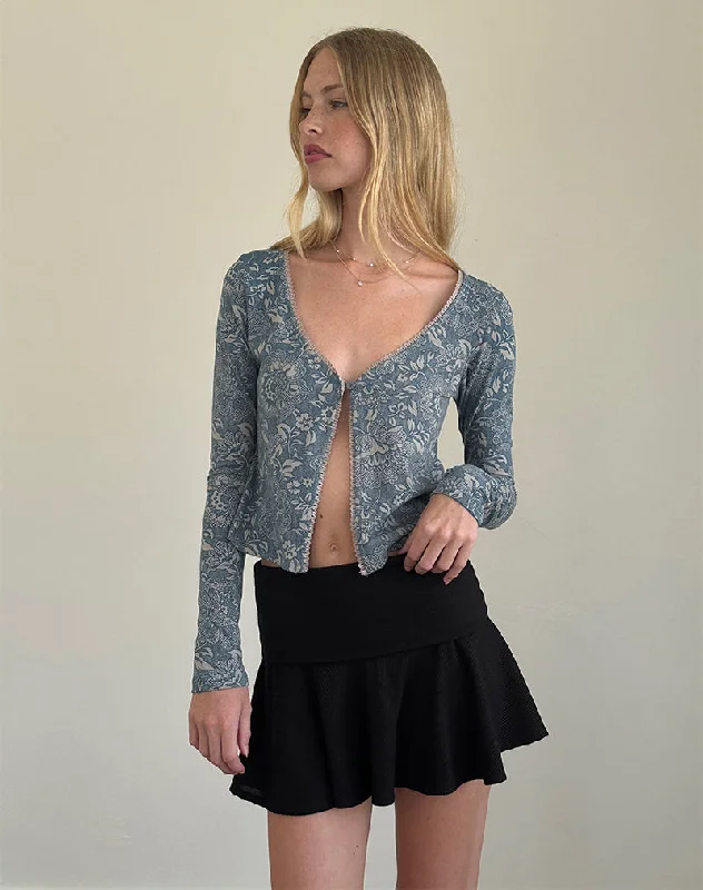 Libby Cardi in Blue Ornate Print Lycra