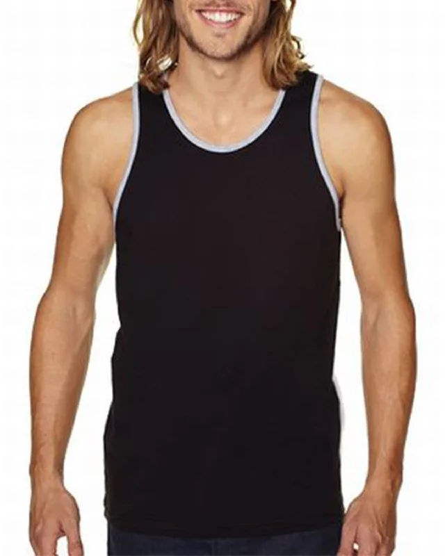 Next Level Mens Cotton Tank | Black/ Hthr Grey