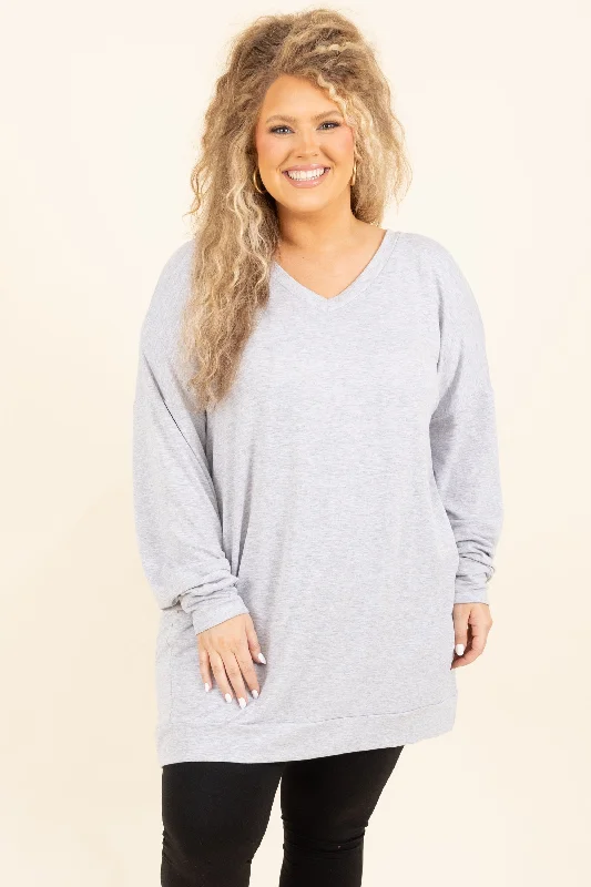 Take It All Tunic, Heather Grey