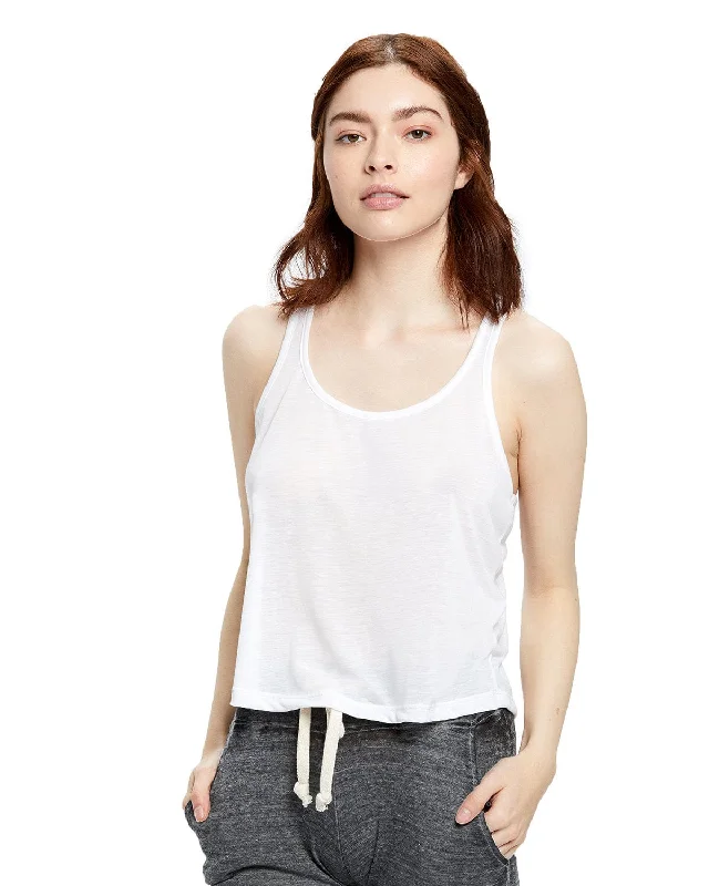 US Blanks Ladies Sheer Cropped Racer Tank | White