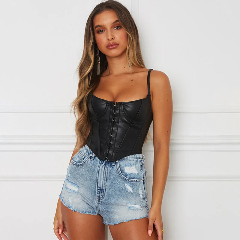 Vegan Leather Crop Tank Top