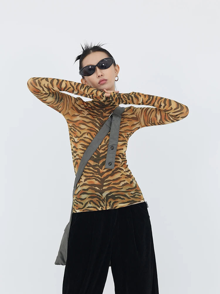 Y2K Tiger Mesh Top