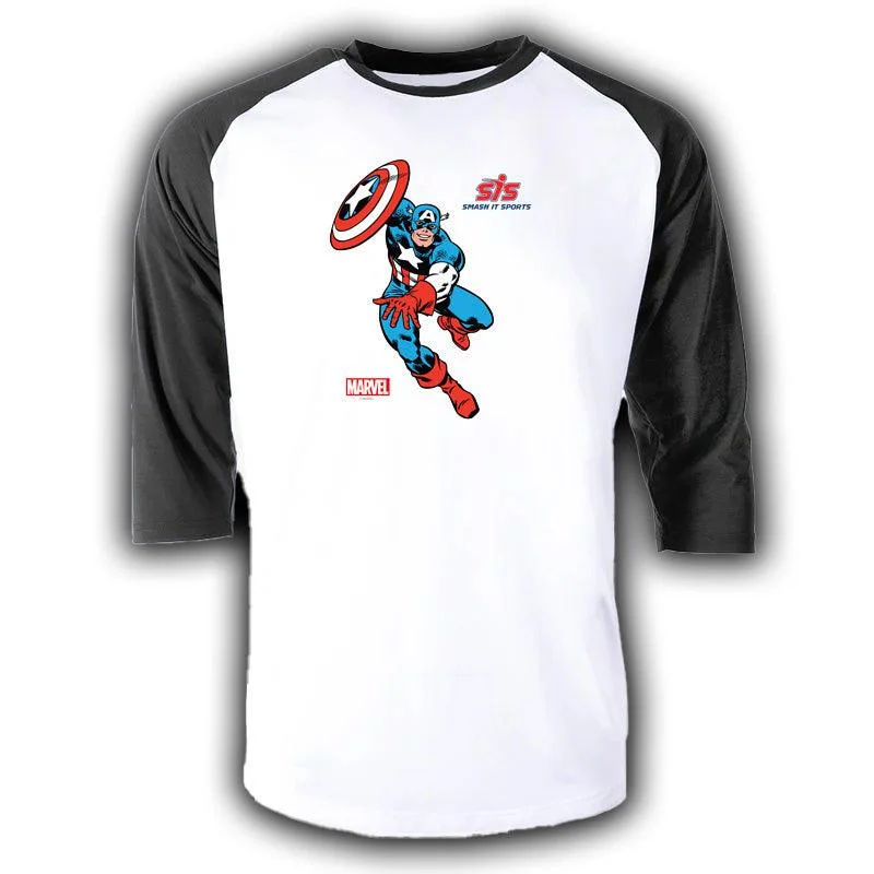 3/4 Sleeve Baseball Tee - Captain America