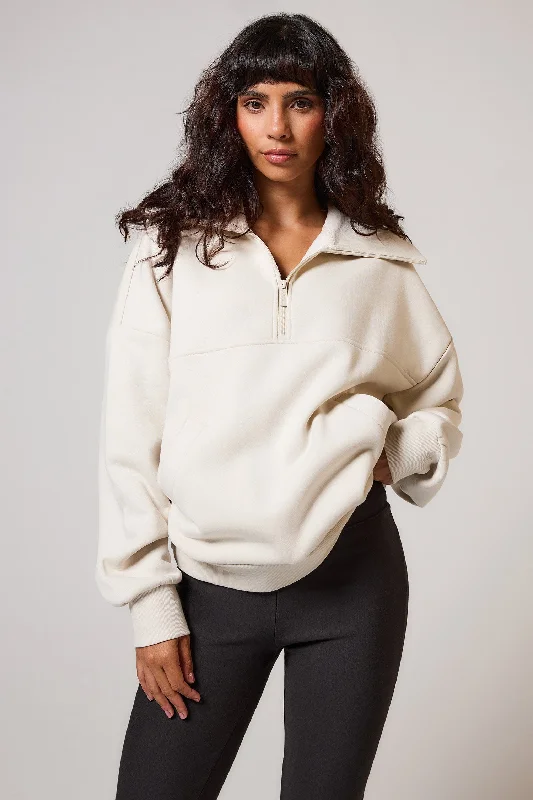 ALL SZN Organic Oversized 1/4 Zip Sweatshirt - Ecru