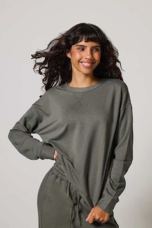 Curve Luxe Lounge Sweatshirt - Slate Green