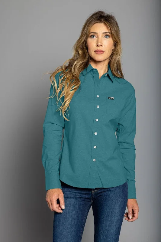 Kimes Ranch Womens Linville Blue Cotton blend L/S Shirt