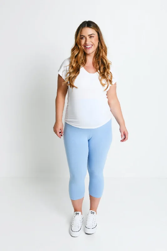 Maternity Everyday Cropped Leggings - Powder Blue