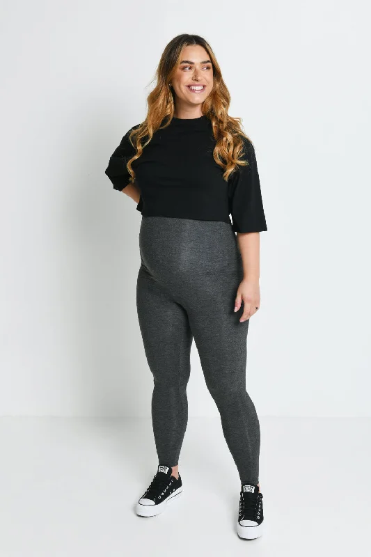 Maternity Lightweight Everyday Leggings - Dark Grey Marl